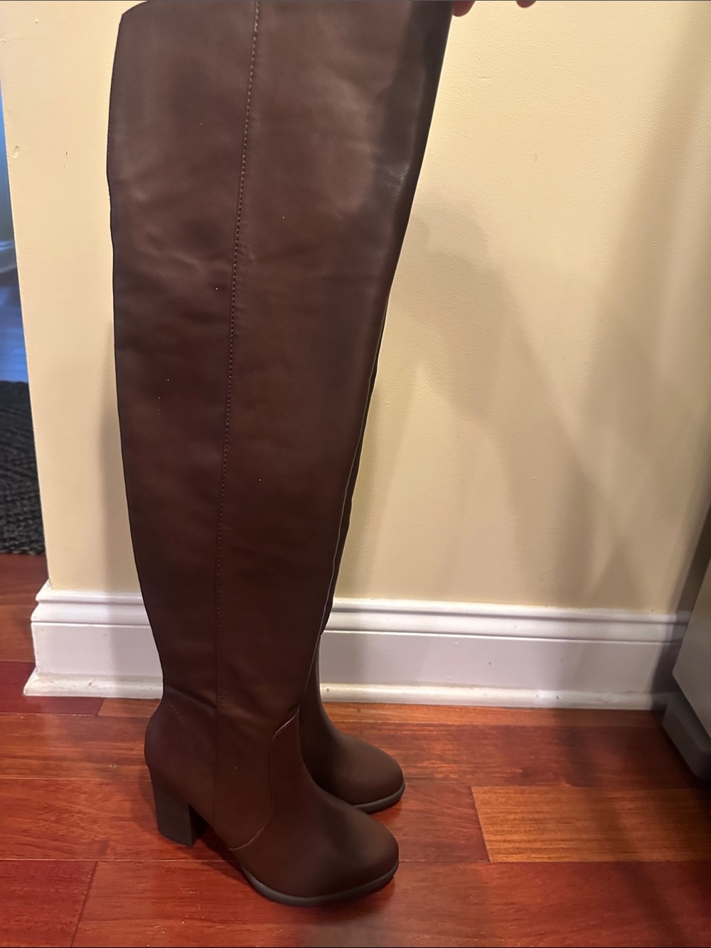 Express Over-the-Knee Brown Block Heel Boots